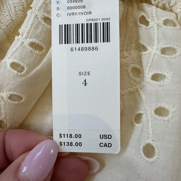 Anthropologie Seen Worn Kept Flora Eyelet Lace Off Shoulder Cream Blouse - Picture 10 of 12